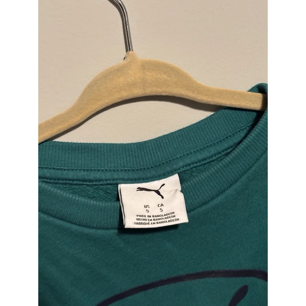 PUMA Boys 5T 2pc Fleece Outfit Set Green Pullover Sweatshirt Gray Joggers